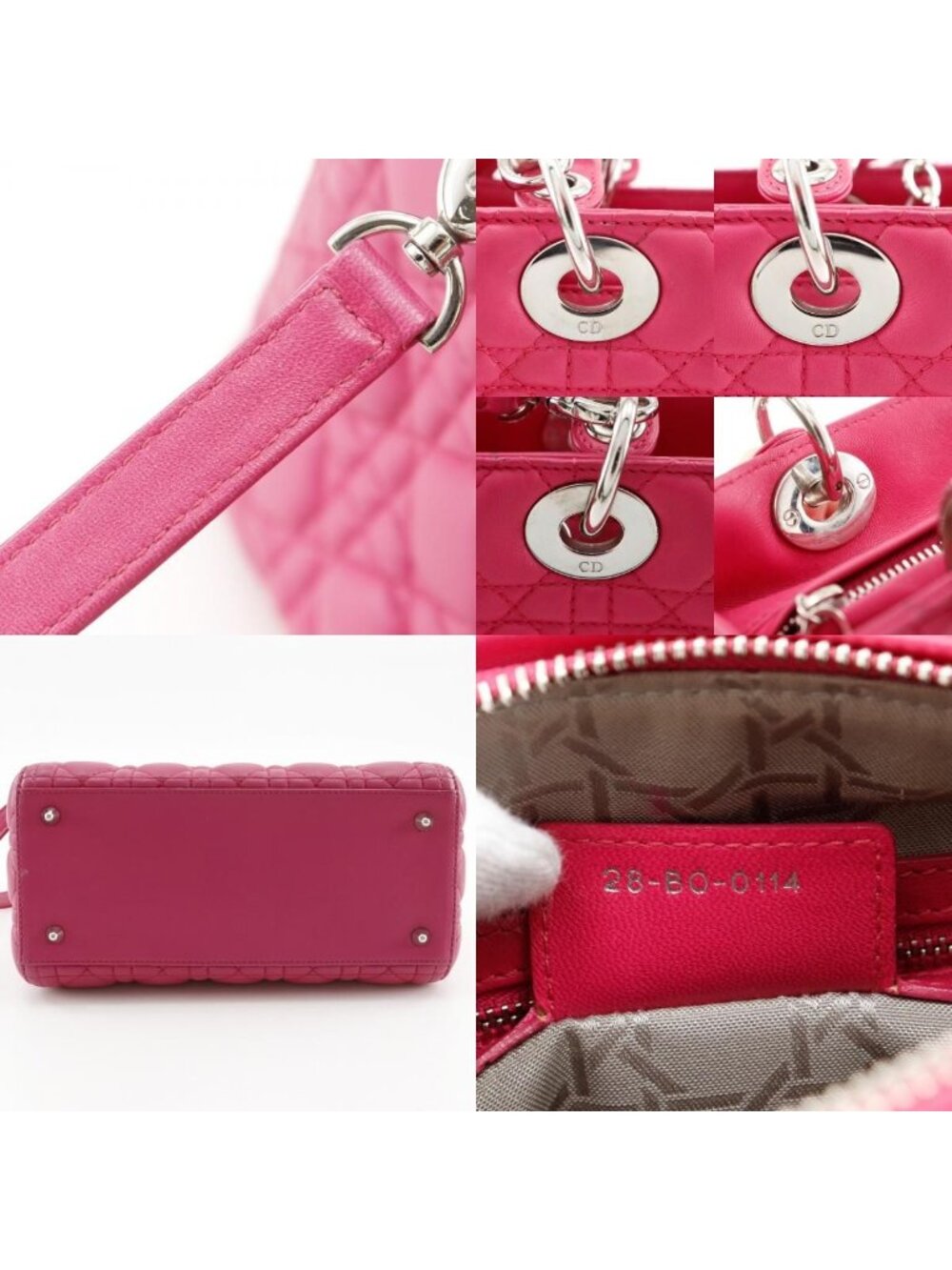 Dior Christian Cannage 2-Way Shoulder Leather Fuchsia - Picture 9 of 10